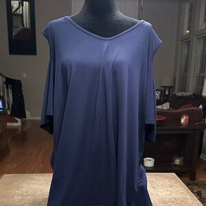 Women's Blue Cold Shoulder Top